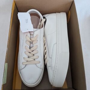 NIB/NWT Women's Soludos Oasis White Leather Ibiza Platform Sneakers, Size 7